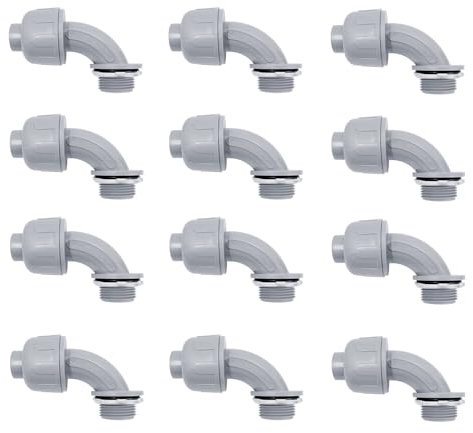 Wocloer Conector hermético a líquidos de 1,27 cm, conector de conducto flexible de PVC de 90 grados, accesorios de conducto eléctrico herméticos a líquidos con certificación UL (12 piezas)