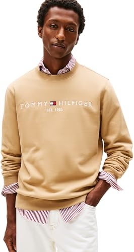 Tommy Hilfiger Sweat Homme Tommy Logo sans Capuche, Beige (Timeless Camel), M
