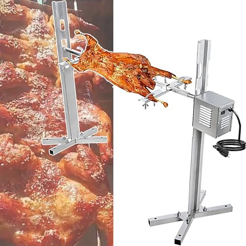 Pig Spit Rotisserie Grill Roaster Heavy Duty, 15/45w Stainless Steel Rotisserie Barbeque Roaster Machine, Large Grill Barbecue Stove Height Adjustable, Up to 30/120kg,15W