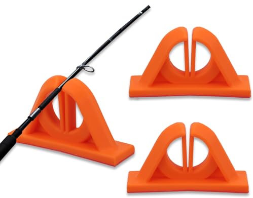 BOXOB 2pcs Fishing Rod Holder, No Drilling Required & Space-Saving Wall Mount Fishing Pole Holders for Garage Fish Boat