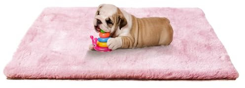 Ostlttyn Lit pour chien de taille moyenne, 76 x 54 cm, tapis moelleux, lavable, matelas pour chien fleuri, dessous antidérapant, rose