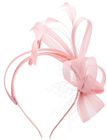Risipu Fascinators For Weddings Women Accessories Elegant Feather Handcrafted Ribbon Fascinators For Women Perfect for Weddings Cocktail Parties Royal Ascot Tea Events (UK, Alpha, One Size, Nude Pink)