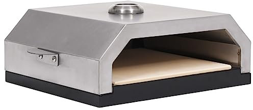 Pizzaofen mit Keramikstein für Gas-Kohlegrill - Edelstahl & emaillierte Basis - Ideal für Garten & Terrasse - Perfekt für Pizza-Liebhaber