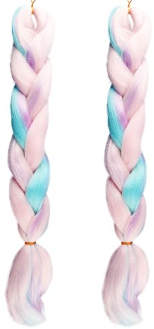 Bojueshaw 2PCS Mermaid Braid Hair Extensions,Colourful Synthetic Braiding Hair,Ponytail Extension for Parties,Festivals,Role Cosplay