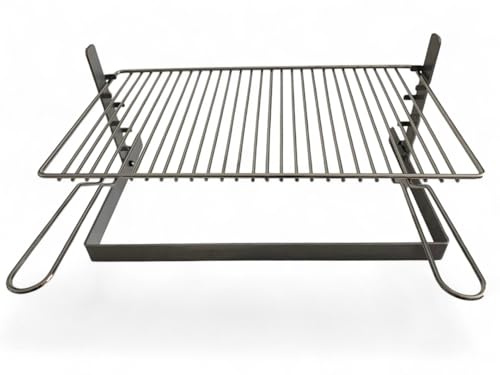 Griglia per Barbecue e Camino in Acciaio Cromato, Regolabile in Altezza, Struttura in Ferro, per Carne Pesce e Verdure (50x35 cm)