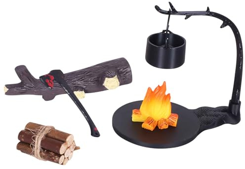 Wichtel Zubehör Weihnachten Miniatur Weihnachtswichtel Set, Mini Lagerfeuer Wichtel Set, Lagerfeuer Wichtelzubehör, Hängender Lagerfeuerofen Miniatur Weihnachten Wichtelset Für Puppenhaus (B)