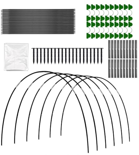 Dhqkqg Arceau pour Serre Tunnel, 30 Pièces Kit de Maison de Cerceau de Jardin, Arceau pour Tunnel Serre de Jardin, Garden Arceaux pour Serre Tunnel avec Pointes et Clips pour la Protection des Plantes