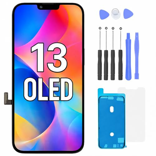 FTDLCD® Pantalla para iPhone 13 de 6,1 pulgadas, pantalla OLED de repuesto FHD, pantalla táctil 3D táctil, digitalizador y kit de reparación (OLED