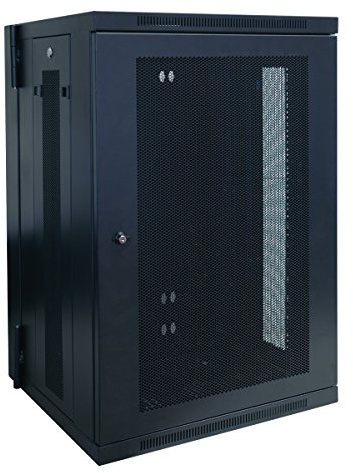 Eaton Tripp Lite SmartRack 18U Wandgehäuse mit geringer Bautiefe für Switch-Tiefe, mit schwenkbarer Rückseite (Schwarz) (SRW18US)