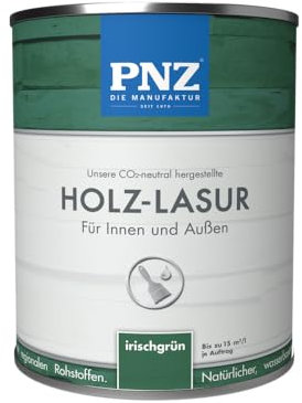 PNZ Holzlasur für Innen und Außen | lösemitttelfreie Farblasur | Nachhaltig hergestellt mit regionalen Rohstoffen | für alle Hölzer, auch Bienenhäuser, Gebinde:2.5L, Farbe:irischgrün
