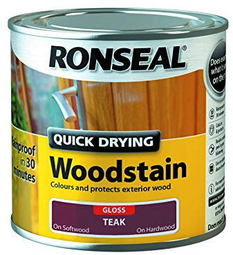 Ronseal Quick Drying Woodstain Gloss Teak 250ml