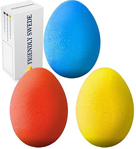 The Friendly Swede 3 Stück Eiförmige Griffbälle - Antistressball, Handtrainer und Fingertrainer mit unterschiedlichen Härtegrade (Klein)