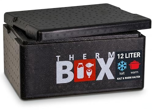 THERM BOX 12B Styroporbox 12 Liter Innen 33,5x23,5x15cm Thermobox Kühlbox | Für Medikamententransport, Warmhaltebox, wiederverwendbar, Isolierbox, 3 cm Wandstärke