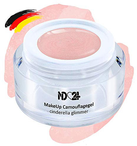 ND24 NailDesign – Make Up Camouflage Gel für Gelnägel – Cover Gel für eine Nagelmodellage wie im Nagelstudio – Aufbaugel für Babyboomer Nägel – Made in Germany & vegan (5ml | cinderella glimmer)