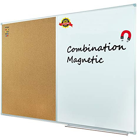 Lockways Whiteboard & Hinweis Pinnwand Kombination - 60 x 90 cm silberner Aluminiumrahmen für Schule, Wohnung und Büro