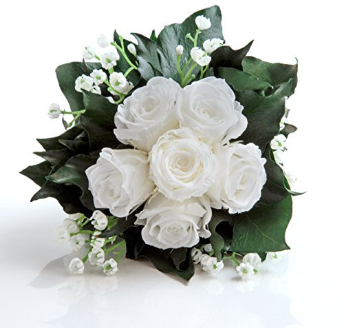 Blumenstrauß mit exklusiven, konservierten langhaltenden Rosen Brautstrauß für Hochzeit und Heirat von ROSEMARIE SCHULZ GmbH Heidelberg (6 Rosen, Weiß)