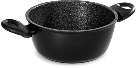 Barazzoni Granitica Extra Casseruola due manici, rivestimento interno innovativo Marmotech a 5 strati effetto pietra, Diametro cm 24, Litri 4,1. Made in Italy
