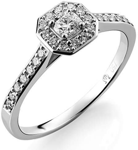 Orphelia Damen-Halo Verlobungsring 18_k_(750) Weißgold mit Rund Diamant '- Ringgröße 58 RD-3915/58