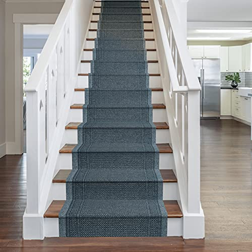 runrug Stair Runner Rug - Non Slip - Staircase Carpet Runner for Stairs - Stain Resistant Stair Carpet Rug Runner - Ideal for High Foot-Traffic - 80cm Wide x 540cm Long - Aztec, Grey