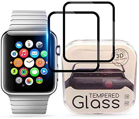 Shinyzone [Lot de 2 Protecteur d'écran 38 mm Compatible avec Apple Watch Series 3 2 1,[sans Bulles] [Anti-Rayures], HD Ultra Clair Film Protection Écran Trempé Apple Watch Couverture Complète