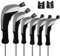 Andux Golfschlägerhauben für Golfschläger mit langem Hals (3 Hybrid + 3 Hölzer) (Schwarz/Grau), 6 Stück