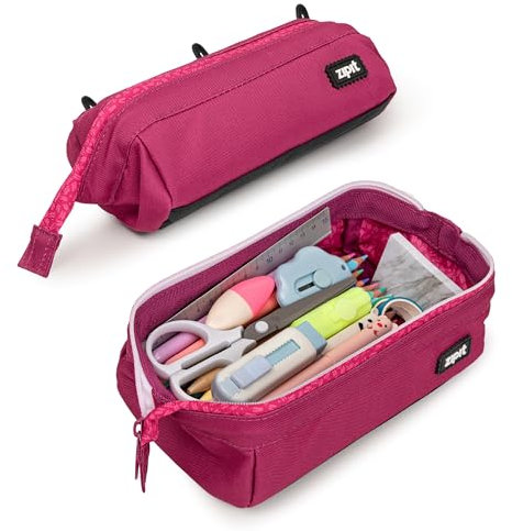 ZIPIT Lenny Federmäppchen für Erwachsene und Jugendliche, große Kapazität, Stabiler Stift-Organizer, breite Öffnung mit sicherem Reißverschluss, Rosa