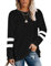 MOLERANI Damen Langarm Rundhals Freizeit T Shirts Blusen Sweatshirts Tunika Tops mit Tasche (M, Schwarz)