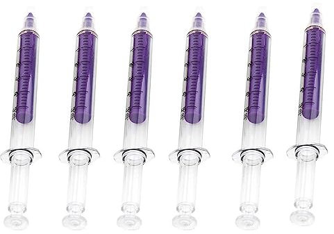 6 evidenziatori viola, a forma di siringa, idea regalo per bambini, medici, infermieri, impiegati in ufficio