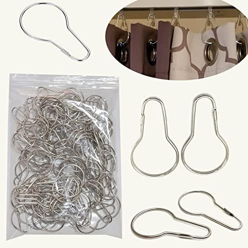 HLCM Shower Curtain Rings Hooks, Rust-Resistant Metal Shower Curtain Hooks, Stainless Steel Shower Curtain Rings for Bathroom Shower Curtain Rod (100PCS)