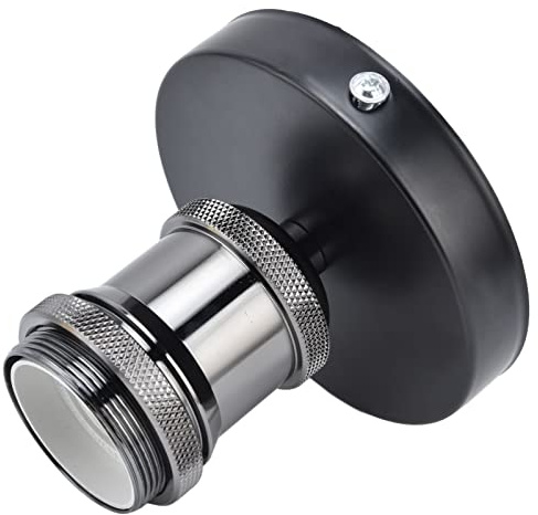 E26 E27 Vintage Suspension Support de Lampe Plafonnier Douille Métal Support de Lumière Murale pour Home100-240V(Noir perle)