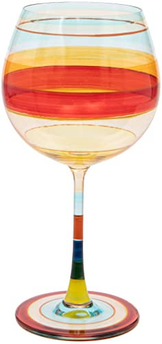 Maturi Bicchiere da gin dipinto a mano a righe, 625 ml, in confezione regalo