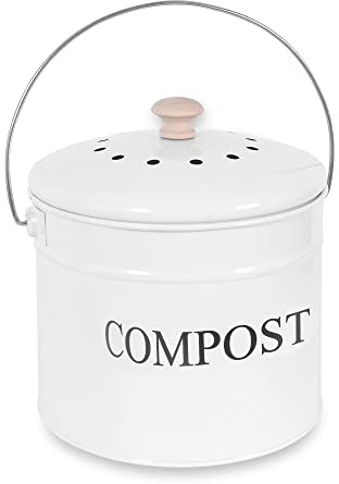 Compost Bin - 1 Gallon Countertop Composter with Lid, Charcoal Filters, Rust Proof Indoor Food Waste Bin