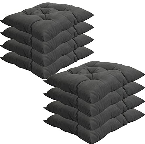 NYVI Stuhlkissen 38x38 cm ComfySeat Grau 8er Set - Sitzkissen mit 6 cm Comfort Sitzpolster - Indoor & Outdoor - Gartenstuhlkissen aus Baumwoll-Mischgewebe - ÖkoTex 100