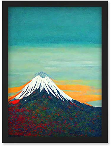 Doppelganger33 LTD Mount Fuji Volcano Peak At Sunrise Artwork Framed Wall Art Print A4