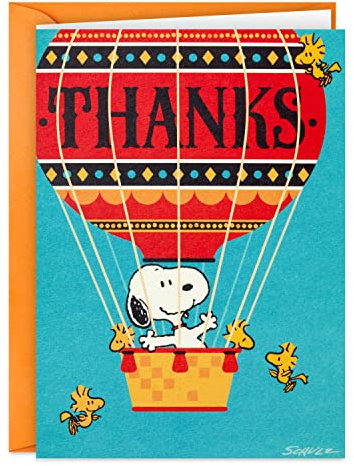 Hallmark Peanuts Dankeskarten Snoopy im Heißluftballon (20 Karten mit Umschlägen)