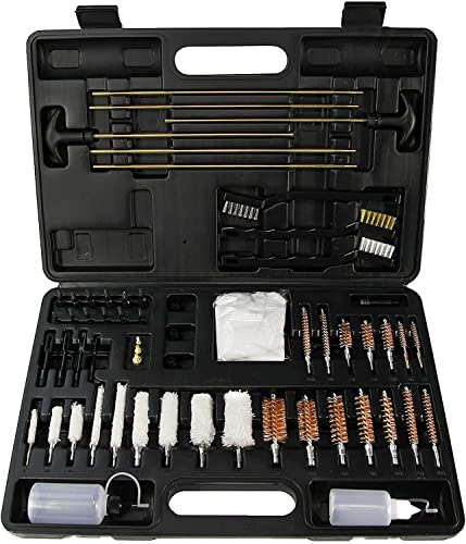 VicBre Gun Cleaning Kit Universal Supplies Cleaning Tool Kit with Case | Cotton Mop,Bronze Bore Brush,Gun Jag & Tips for All Caliber,gun oil bottles and cleaner,gun cleaner,Portable Storage Case