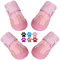 QUMY Hundeschuhe für große Hunde, mittelgroße Hundestiefel & Pfotenschutz für Winter Schnee Tag, Sommer heißer Bürgersteiger, Indoor-Hartböden Anti-Rutsch-Sohle, Rosa 1