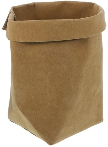 Cabilock De Rangement en Papier Kraft Récipient Décoratif Réutilisable Cache-Pot De Fleurs Lavable en Papier Kraft pour Jouets Décoration Marron Clair 10 X 10 X 20 Cm