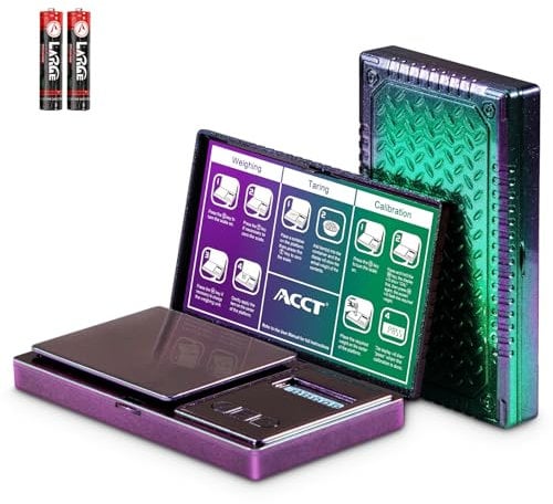 ACCT Digitale Taschenwaage, Präzisions-Grammwaage mit Tara-Skala, 6 Einheiten, kleine Unzen-Skala für Schmuck, Pulver, Münzen, Kräuter, Mini-Waage mit Batterie