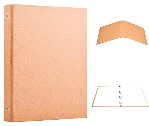 2 Stücke A4 Ringbuchordner, Kraftpapier-Einband, Ringordner A4 Nachfüllbar 4 Ringe, Lose BläTter Notizbuch Abdeckung, Metall-Vier-Loch-Binder für Tagebuch Scrapbook Schule Büro Reise (E)