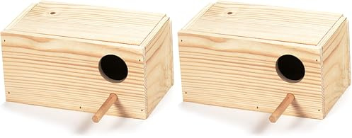 Arquivet Nido de Madera para Pájaros - Casa para Periquitos - Caja para Aves de Jardín - Natural - 20 x 11 x 10 cm (Paquete de 2)