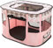 ALLSOPETS Parc pour Chien Pliable, Enclos Portable pour Chiot Chat Lapin, Tente Respirante d’Intérieur/Extérieur avec Sac de Transport, Idéal pour Voyage et Camping (Carreaux Roses, M)