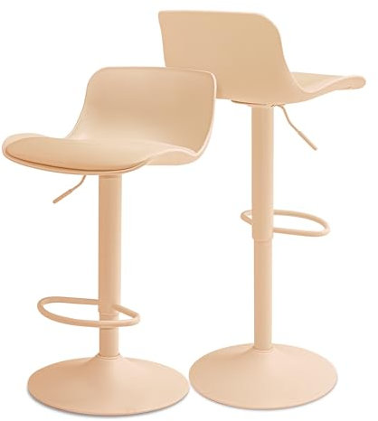 FRANKYSTAR Amsterdam - Coppia di sgabelli regolabili in acciaio e PP con seduta in PU (Tortora)