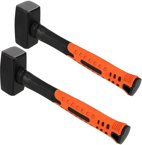 KOHAND 2 Pack 1 kg Schlägerhammer, robuster Steinschlaghammer, Vorschlaghammer mit Fiberglasgriff und Gummigriff für Meißel, Nägel, Stanzer