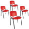 Topsit Büro & More 4er Set Besucherstühle, stapelbarer Konferenzstuhl, mit Sitz und Rückenlehne aus Kunststoff. (Rot)