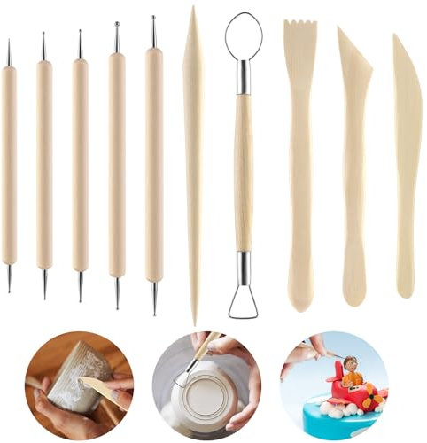 DSLSQD Juego de 10 herramientas de modelado, herramienta de cerámica, herramienta de arcilla, herramienta de cerámica, herramientas de escultura de arcilla polimérica, herramientas de modelado de