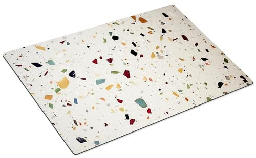 HUBDECO Unterlage für Kaffeemaschine - rutschfeste Kaffeemaschine Unterlage - Kaffee-Bar-Matte für Kaffeestation - Saugfähiges Geschirrtrocknen für Küchenthek - 59x39cm - Terrazzo