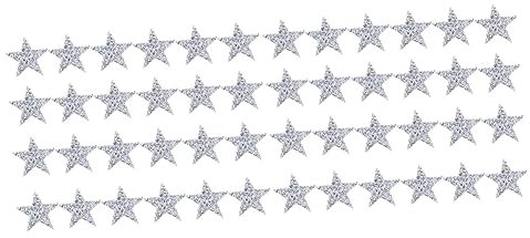 NUOBESTY 48stücke Strass Aufbügel-Patches Sternform Glitzernde Applikationen Für Junge Mädchen Und Frauen Silber Zum Dekorieren Und Reparieren Von Kleidung