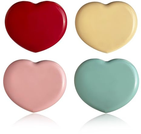 LCFALO 4 Pack Colored Contact Lens Cases,Cute Candy Hearts Contact Lens Case With Mirror Kit Portable Outdoor Storage Kit Colored Contact Lenses for Travel&Home(Pink, Yellow, Red, Blue)