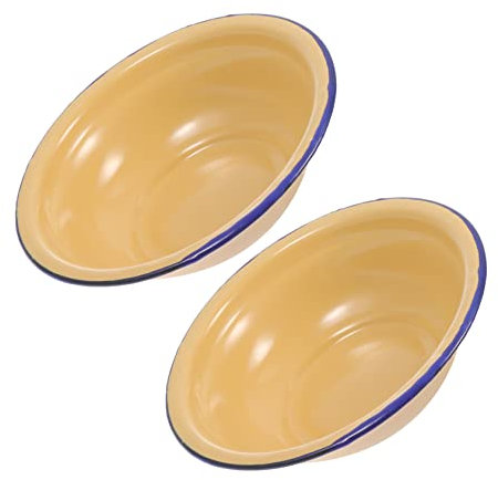 LIFKOME 2 Pz Zuppiera Smaltata Zuppiera D'epoca Padella Cinese Gelato Ciotola Smaltata Arredamento Antico Preparazione Del Cibo Piatto Smaltato Frutta Smalto Di Ferro Cina Campeggio